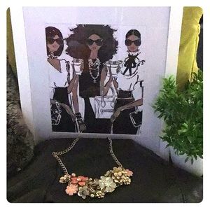 Multicolored floral gold necklace